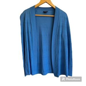 Talbots Blue Knit Open Cardigan Women’s Size Small Coastal Casual Preppy